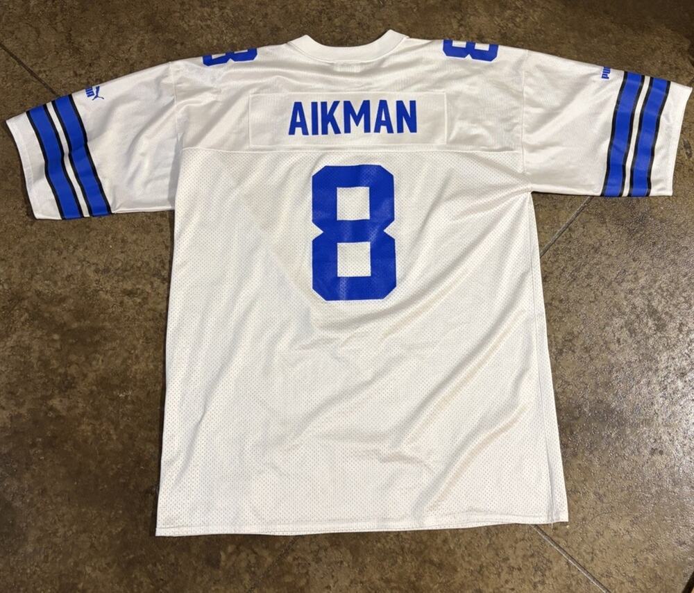Vintage Dallas Cowboys Troy Aikman Puma White Jersey Size XL Made In The USA #8
